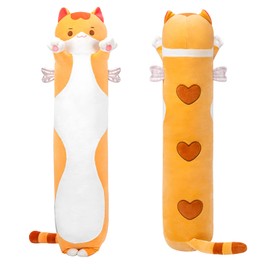 Mewaii Long Cat Plush Body Pillow, 36” Cute Brown Cat Plush Animals Soft Plushies, Kitten Plush Throw Pillow Doll Gift for Girlfriend