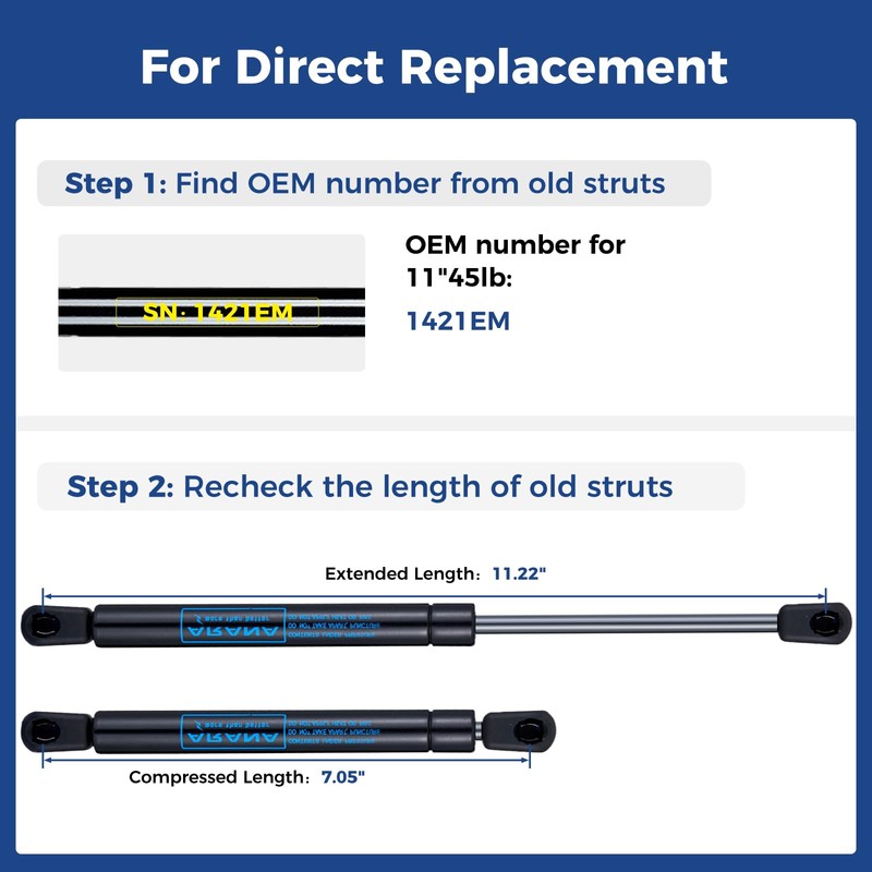 ARANA 11 inch 45lb/200N Gas Strut, 11'' Gas Shocks Lift