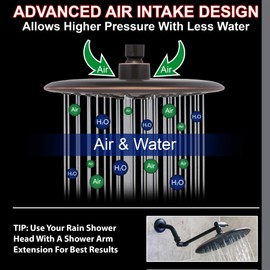 Rainfall Shower Head Bronze Finish - 9 Inch Large Overhead Rain Showerhead With High Flow Big Waterfall & Luxury Rainshower Heads, 1.8 GPM - Oil-Rubbed Bronze & California Certified