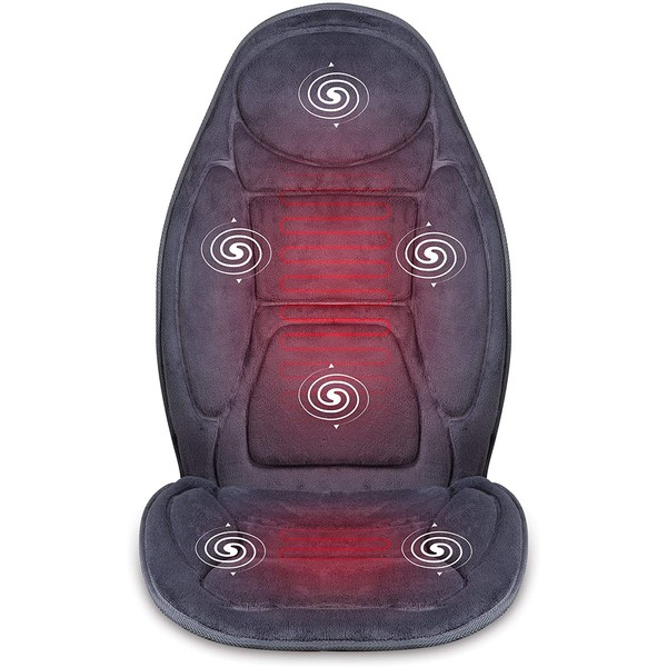 SNAILAX Vibration Massage Seat Cushion with Heat 6 Vibrating Motors and 2 Heat Levels, Back Massager, Massage Chair Pad for Home Office use
