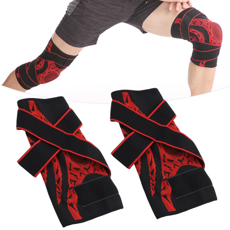 2Pcs Elastic Knee Compression Sleeve Breathable Sports Knee Brace for
