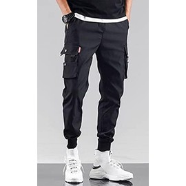 Ambcol Streetwear Hip Hop Pants Cargo Pants Joggers Casual Active Sports Sweatpants for Men Couple Women Unisex (Black-16,Small)
