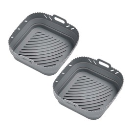 HIC Kitchen Collapsible Square Air Fryer Liners, European-Grade Silicone, Set of 2, Fits 5 to 7-Quart Air Fryer Baskets