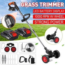 Unbranded Electric Cordless Grass String Trimmer Lawn Edger Weed Wacker Cutter W/2 Battery