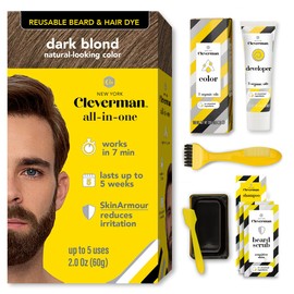 Reusable Hair & Beard Dye for Men – Dark Blond 7.01 | Up to 5 Uses, 7 Minutes | Natural Gray Coverage, No-Drip Cream with SkinArmour® – Cleverman