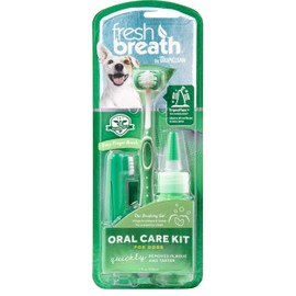 TropiClean Fresh Breath Oral Care Kit for Large Dogs - Complete Toothbrush & Toothpaste Gel Kit - Helps Remove Plaque & Tartar + Breath Freshener