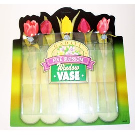 Gadjit Vinyl Window Vase 5 Blossom - Flexible, Unbreakable Vinyl Plastic vases That Attach to Any Window, Mirror, or Non-Porous Surface with Suction Cups, Holds 5 Flower or Bamboo Stems