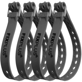 Fixplus Strap Pack of 4, Lashing Strap for Secure, Attaching, Bundling and Lashing, Made of Special Plastic with Aluminium Buckle, 46 cm x 2.4 cm (dark grey)