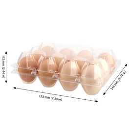 100 Pack Plastic Egg Cartons, Clear 12 Egg Cartons Dozen Plastic Egg Carton Bulk for Kitchen, Fridge, Market and Farms