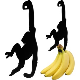 LATRAT Pack of 2 Banana Holders Monkey for Bananas Banana Stand Funny Magic Hook Kitchen Gadget for Bananas or Other Lightweight Kitchen Items