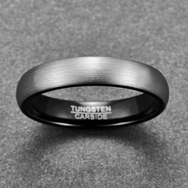 NUNCAD Pair of Rings Wedding Rings 4 mm 6 mm Wide Tungsten Ring Men's / Women's Grey/Black for Wedding, Engagement, Daily and Hobby, Size 49 to 72, Tungsten