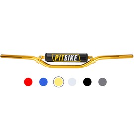 Motorcycle Handlebars 7/8 Inch,RUTU Universal Dirt Bike Handle Bar with Crossbar Pad Low-Rise Drag Bar for Motocross ATV Quad-Golden