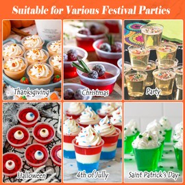 Webake Silicone 4oz Jello Shot Cup with Lids, Squeezable and Non-Stick, Leakproof and Tight Fit, Stackable Protion Cups, Sauce Cups, Storage Container, Pack of 10