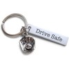 JewelryEveryday Drive Safe Engraved Steel Tag Keychain (With Baseball Mitt