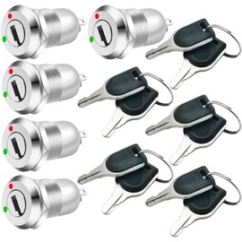 KILIGEN 12mm On/Off Metal Key Lock Switch Key Switch Lock Retain Latching Key Switch (Pack of 5)