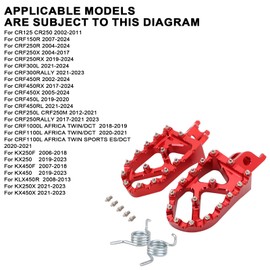JFG RACING Dirt Bike Foot Pegs,Lengthen CNC Rest Pedal Footpegs for CR125 CR250 02-11/CRF150R 07-24/CRF250R 04-24/CRF300L 21-24/CRF450R 02-24/CRF250X CRF450X CRF250RX CRF450RX CRF450RL CRF250L-Red