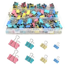 170 Stück Foldback Klammern Bunt 15mm/19mm/25mm/32mm Foldbackklammer Klein Mini Papierklammern Büroklammern Metall Binder Clips Vielzweckklammern für Schule Bürobedarf Briefpapier Notizen