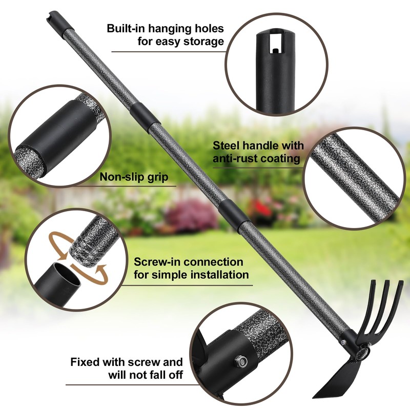 Hoe Garden Tool, 45 Inch Garden Hoe Long Handle for