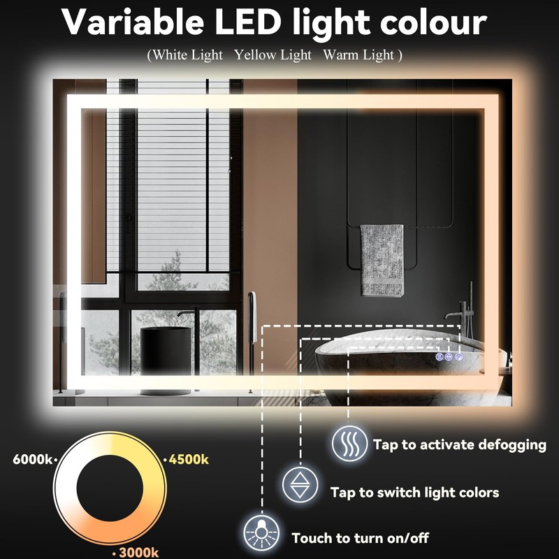 VooBang LED Bathroom Mirror 26 x 38 inches - 3
