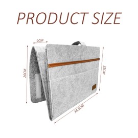 DUINIU 1 Piece Felt Bedside Storage Bag, Bedside Organizer, Sofa Stand, Bedside Pocket, Hanging Storage Bag to Store Various Accessories and Items (Light Gray)