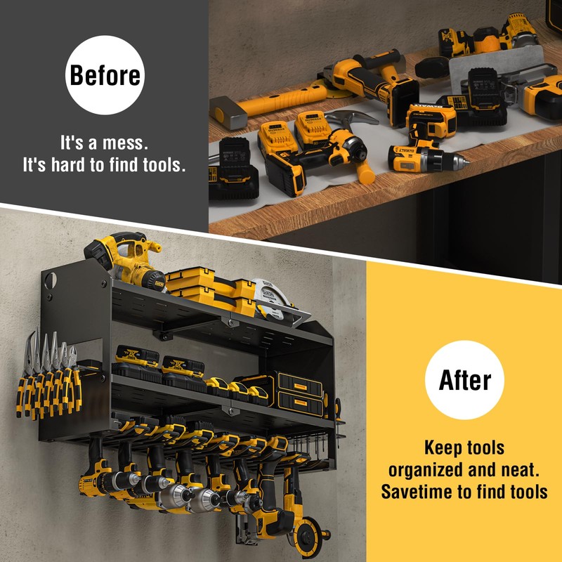 YYR Power Tool Organizer Wall Mount, Cordless Drill and Battery