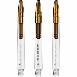 Mission Darts Sabre Shafts | Durable Clear Polycarbonate Stems with Coloured Aluminium Top | 1 Set of 3 Shafts | Gold | Medium (S1536)