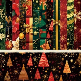 24 Sheets Christmas Pattern Paper, 6" x 6" Red Green Christmas Scrapbooking Supplies Paper Decorative Craft Paper for DIY Card Making Photo Album Junk Journal Décor