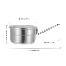 EKDJKK Stainless Steel Camping Cook Pot, 1.5L Camping Cookware with Lid and Folding Handle, Large Capacity Bento Pot for Outdoor Backpacking Camping Hiking Picnic