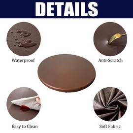 Cozomiz Waterproof PU Leather Rectangular Tablecloth Elastic Edged Tablecloth Wipeable Table Cloth Table Cover for Outdoor, Patio, Kitchen and Dining Room 95" x 29" Inches Coffee