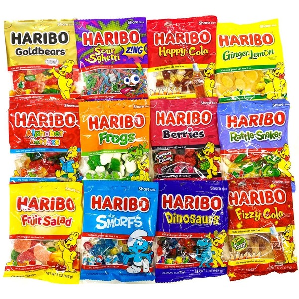 GUMMY GUMMIES CANDY ASSORTED VARIETY PACK SOLARTE HARIBO MIX 12 BAGS 5 OZ