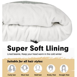 Wmcaps Beanie Hat, Men's Winter Warm Hat, Unisex Winter Hat, Knit Hat, Stretchy, Soft, Wool Hat with Cuff and Thick Warm Lining, Gift for Girlfriend, Men, Women, Delicate green