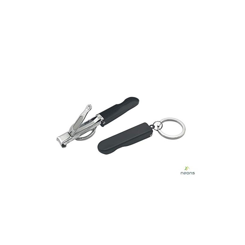 NEONS Nail Clipper Small Ring Small Foldable Nail Clipper (Black)