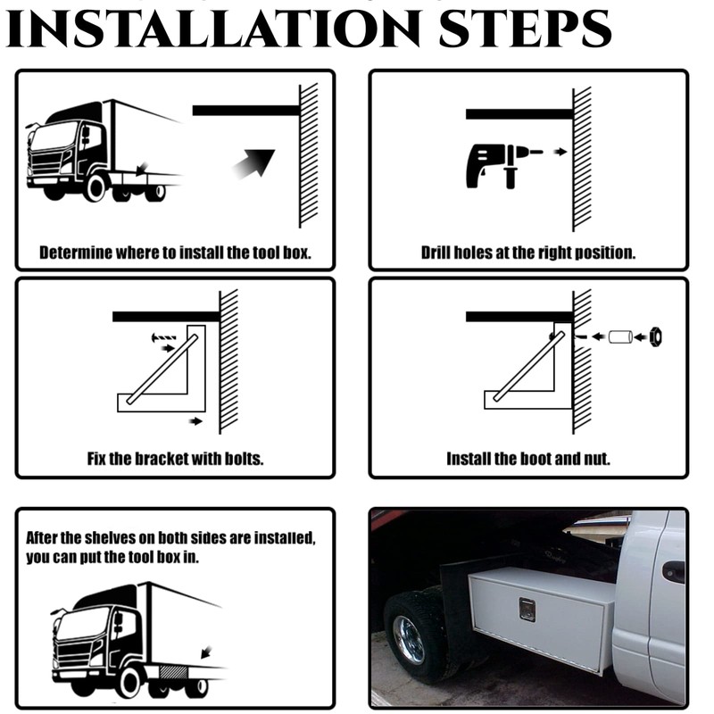 Underbody Truck Tool Box Mounting Brackets Kit, Welded Formed Steel