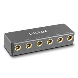 Cubilux 5-Way Quarter Inch Signal Splitter, Passive 1/4” Audio Splitter, 6.35mm Multiport Aux Splitter Box for Instruments, Bass Guitar, Keyboard, Headphones, Studio Monitor, Speaker, Amplifier