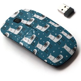 2.4G Wireless Mouse with Cute Pattern Design for All Laptops and Desktops with Nano Receiver - Cute lama Scandinavian