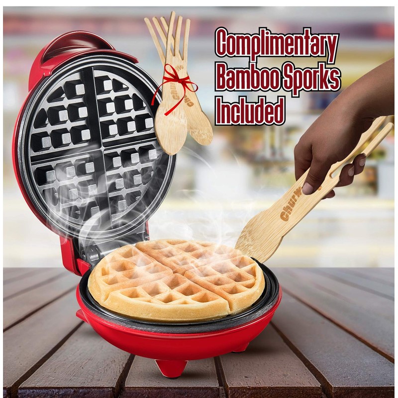 Burgess Brothers Mini Churwaffle Maker - Makes 4-Inch Waffles, Chaffles,