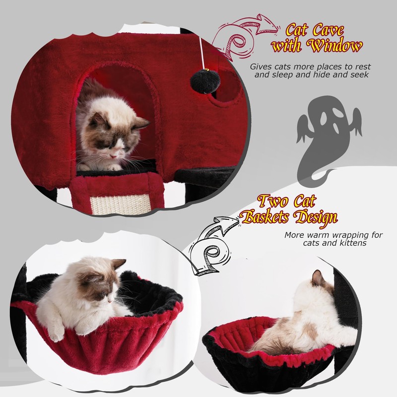 Hey-brother Gothic Cat Tree, 98.4-110.2 Inches Floor to Ceiling Cat