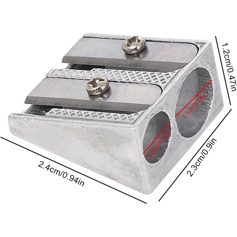 4 pieces silver double hole pencil sharpener, magnesium pencil sharpener,