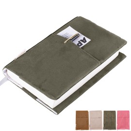 APLUFINE Velvet Book Cover for Paperbacks, Reusable Fabric Book Cover with Pockets, Adjustable Book Protector for Softcover Books, Journals & Bibles