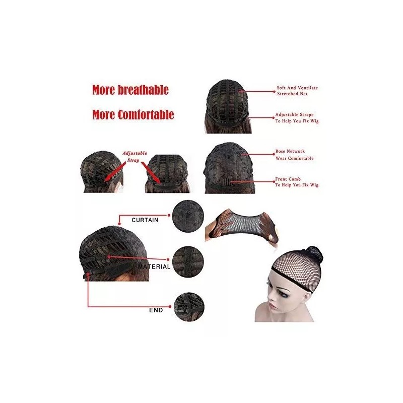 Symeiw Peluca Mezcla De Negro Marrón Ondulado 40cm Symeiw