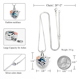 Hummingbird Cremation Jewelry Crystal Heart Urn Ashes Necklace for Women Men Memorial Keepsake Necklace of Loved One