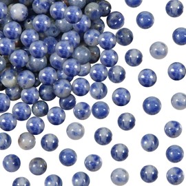TOAOB Pack of 100 Natural Gemstone Beads 8 mm Blue Round Loose Beads with Hole for Jewellery Crafts Threading DIY Bracelet Necklaces Jewellery Making