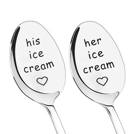 Christmas Stocking Stuffers for Women Men Couple Anniversary Wedding Gifts for Couple House Warming Gifts New Home His and Her Ice Cream Spoons for Couples Boyfriend Girlfriend Ice Cream Spoon