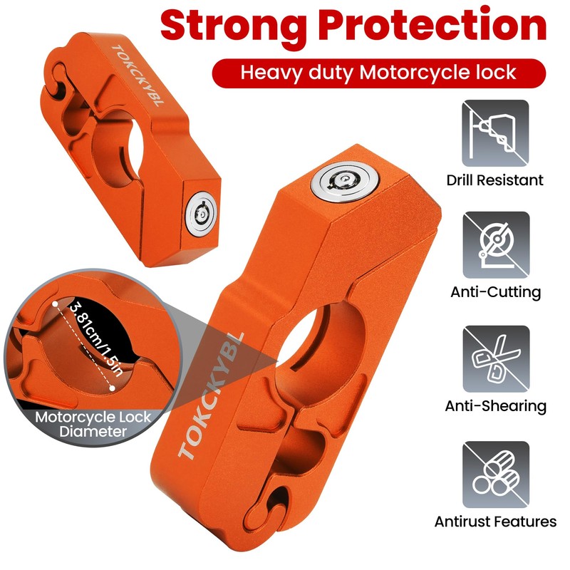 TOKCKYBL Motorcycle Lock, Heavy Duty Anti Theft Helmet, Brake and