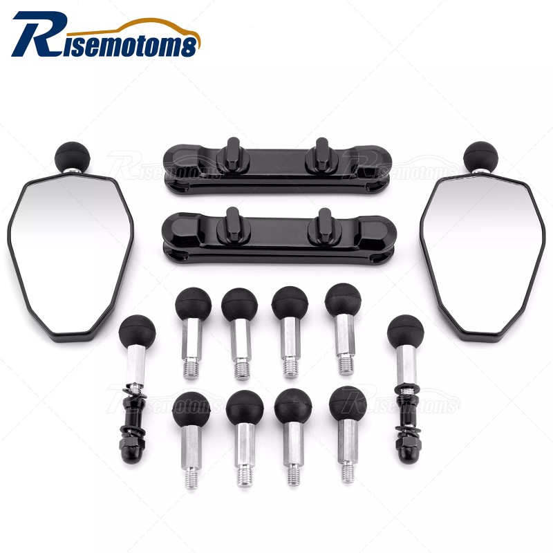 Risemotom8 RAM Ball Mount Motorcycle Rear View Side Mirror For