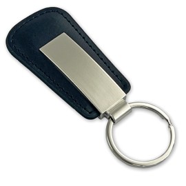 pubblimania Elegant PU Leather Keyring with Ring Useful for House Keys, Car, Motorcycle, Scooter, Gate, Lightweight and Very Durable, Black and steel.