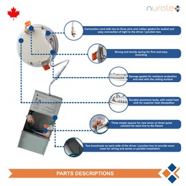 NURATEX 4Inch LED Recessed Slim Pot Light Panel with Junction Box, Dimmable and IC-Rated Ceiling Light Energy Star cETL 9W 700LM (12pack) (5CCT)
