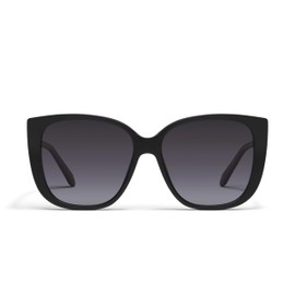Quay Women Square Polarized Lenses with UV Protection, Oversized Sunglasses, Matte Black, Ever After Large