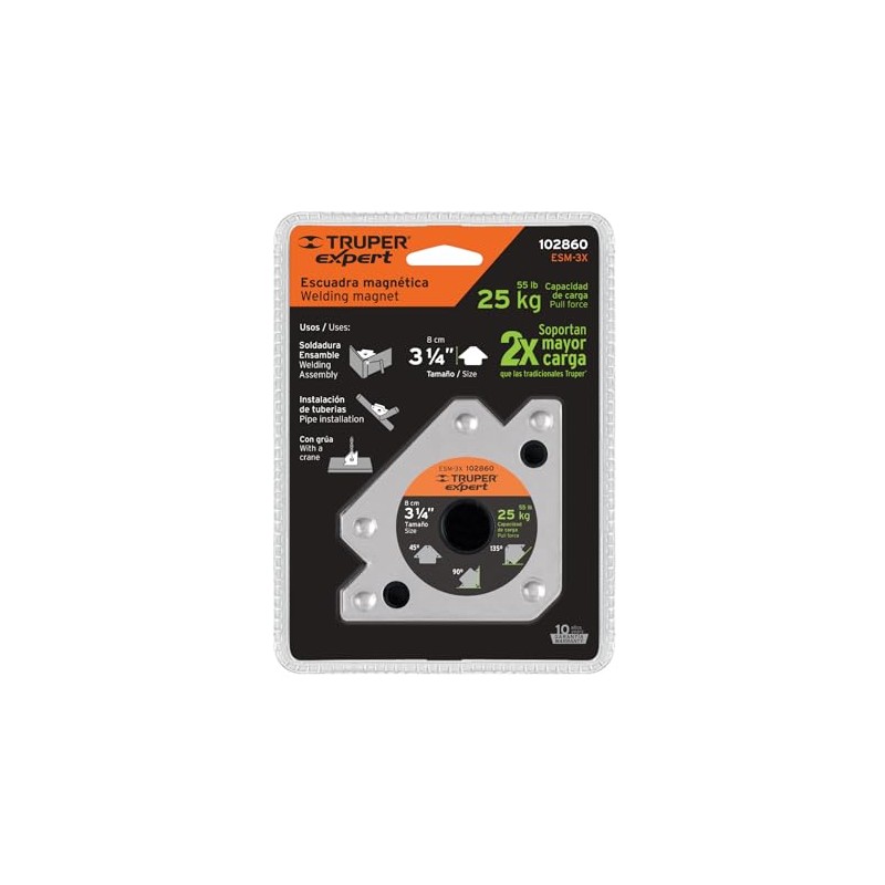 Truper Expert ESM-3X, Escuadra magnética 3" para soldar capacidad 17