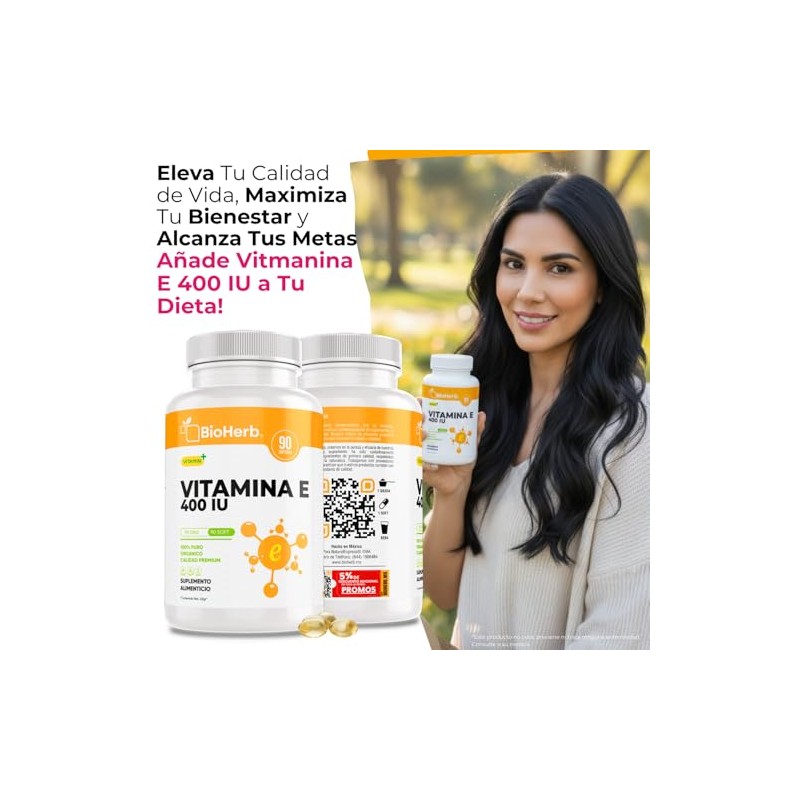 BioHerb® | Vitamina E 400 IU | Antioxidante, Apoyo al